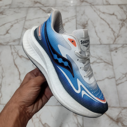 کفش مردانه ساکنی - saucony زیره بست رنگ سفید آبی